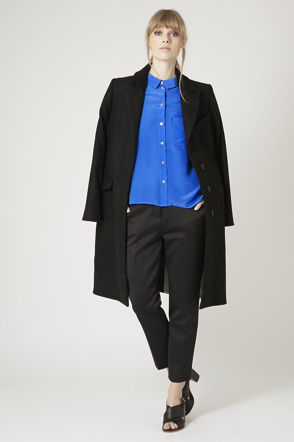 Topshop-Chemise en soie bleu